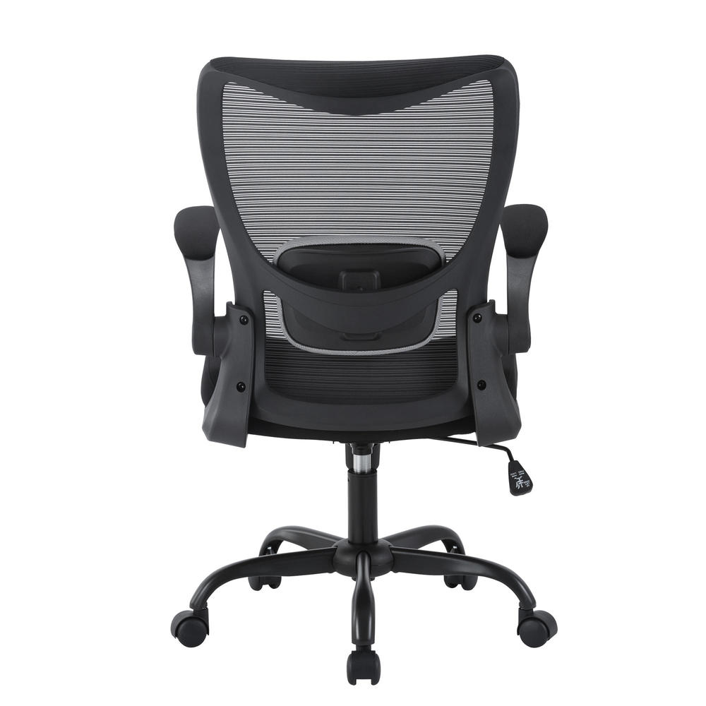 Mesh Office Chair with Waterfall Cushioned Seat, Flip Up Arms, Black Moustache®