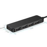 PrimeCables NET BLU CX H2042A G2 USB Hubs 4 Port USB 2 0 Ultra Slim Data Hub Splitter with 5V Micro USB Power Port Black Prim