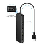 PrimeCables NET BLU CX H2042A G2 USB Hubs 4 Port USB 2 0 Ultra Slim Data Hub Splitter with 5V Micro USB Power Port Black Prim