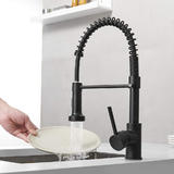 LIVINGbasics LVB FC 2H07S ORB Kitchen Faucet High Arc Single Handle Single Lever Spring Kitchen Sink Faucet With Pull Out Spr