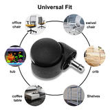 Other Brands CW 50 30 5PK Chair Accessories Universal Office Task Chair Casters Set of 5 Black