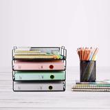 Moustache MOS JM2005 4 Desk File Organizer Stackable Paper Tray Desk Organizer 4 Tire Metal Mesh File Tray Moustache