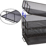 Moustache MOS JM2005 4 Desk File Organizer Stackable Paper Tray Desk Organizer 4 Tire Metal Mesh File Tray Moustache