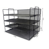 Moustache MOS JM2005 4 Desk File Organizer Stackable Paper Tray Desk Organizer 4 Tire Metal Mesh File Tray Moustache