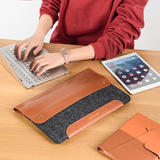 PrimeCables PC YYHT270 BR Cell Phone Case Screen Protector Genuine Leather and Fleece Laptop Bag Sleeve Slim and Easy to Take