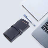 PrimeCables PC Y65437 BL Cable Ties Hook Loop Leather Travel Charger Cord Roll Organizer Electronic Accessories Management Pr