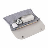 PrimeCables PC YY0915 GR Cable Ties Hook Loop Wool Felt Leather Electronics Accessories Organizer Pouch Cable Storage Bag Pri