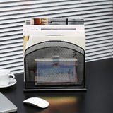Moustache MOS JE0701 Desk File Organizer Metal Mesh Tiered File Sorter 5 Sections Letter to Legal Size Files Black Moustache
