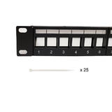 No Brand Cab PP 24KSU 1U Unloaded Patch Panel 24 port Keystone Patch Panel 19 Rackmount 1U with Cable Manager Unshielded UnlU