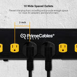 PrimeCables Cab LTS CS05 2U Home Decoration 3 in 1 Heavy Duty Workshop 10 Outlets Power Strip with 2 LED Lights and 2 USB Por
