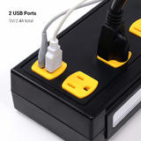 PrimeCables Cab LTS CS05 2U Home Decoration 3 in 1 Heavy Duty Workshop 10 Outlets Power Strip with 2 LED Lights and 2 USB Por