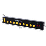 PrimeCables Cab LTS CS05 2U Home Decoration 3 in 1 Heavy Duty Workshop 10 Outlets Power Strip with 2 LED Lights and 2 USB Por