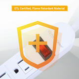 PrimeCables Cab LTS 6H Home Decoration 6 Outlet Power Strip with Safe Lock 3Ft 14AWG Cord ETL Certificated PrimeCables