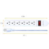 PrimeCables Cab LTS 6H Home Decoration 6 Outlet Power Strip with Safe Lock 3Ft 14AWG Cord ETL Certificated PrimeCables
