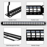 PrimeCables Cab PC 08225 Unloaded Patch Panel 24 Port Blank Keystone Distribution Frame 1U 19 Metal Rack Mount PrimeCables