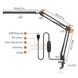 PrimeCables LVB FX310 USB Lamp 10W Dimmable Adjustable Swing Arm Eye Care Desk Lamp with Clamp PrimeCables