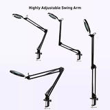 PrimeCables LVB FX308B USB Lamp Dimmable Adjustable Swing Arm Eye Care Desk Lamp with Clamp Magnifying Glass PrimeCables
