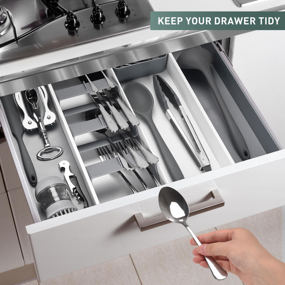 Organisateur de tiroir pour plateau à ustensiles extensible en
