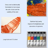 Other Brands PO1240A Paint Watercolors Pastels Vibrancy Oil Painting Colors for Professionals Artists 40ml Tube 12 Assorted C