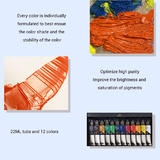 Other Brands PO1222M Paint Watercolors Pastels Vibrancy Oil Painting Colors for Professionals Artists 22ml Tube 12 Assorted C