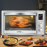 LIVINGbasics LB GA KF1830 openbox Bakeware 8 in 1 Air Fryer Toaster Oven Convection Oven with Rotisserie Dehydrator 32QT Open