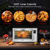 LIVINGbasics LB GA KF1830 openbox Bakeware 8 in 1 Air Fryer Toaster Oven Convection Oven with Rotisserie Dehydrator 32QT Open