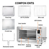 LIVINGbasics LB GA KF1830 openbox Bakeware 8 in 1 Air Fryer Toaster Oven Convection Oven with Rotisserie Dehydrator 32QT Open
