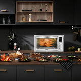 LIVINGbasics LB GA KF1830 openbox Bakeware 8 in 1 Air Fryer Toaster Oven Convection Oven with Rotisserie Dehydrator 32QT Open
