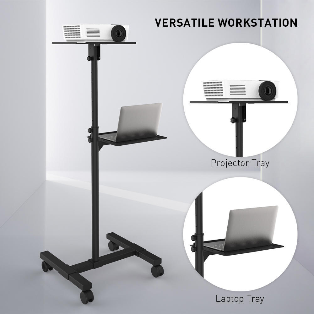 Heavy Duty 2 Shelves Height Adjustable Mobile Projector and Laptop