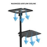 PrimeCables Cab QFPRT 01 Speaker Projector Mount Heavy Duty 2 Shelves Height Adjustable Mobile Projector and Laptop Stand Pri