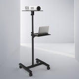 PrimeCables Cab QFPRT 01 Speaker Projector Mount Heavy Duty 2 Shelves Height Adjustable Mobile Projector and Laptop Stand Pri