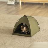 Furrytail LVTH FT CN621TBEDG Cat Furniture Carrier Accessory Foldable Go Glamping Cotton Canvas Cat Tent Green FurryTail