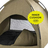 Furrytail LVTH FT CN621TBEDG Cat Furniture Carrier Accessory Foldable Go Glamping Cotton Canvas Cat Tent Green FurryTail