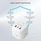 PrimeCables Cab P3 PD32U 3UTNB AC Power Adapters Cube Shape 32W Power Strip with 3 AC Sockets 2 USB 1 Type C PrimeCables