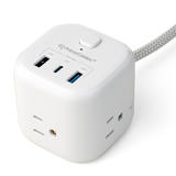 PrimeCables Cab P3 PD32U 3UTNB AC Power Adapters Cube Shape 32W Power Strip with 3 AC Sockets 2 USB 1 Type C PrimeCables