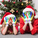 No Brand LVB BKB GL03WH Holiday Lighting LED Luminous Colorful Light Nylon Gloves for Halloween Christmas Party White XL Size
