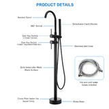 LIVINGbasics LVB SF569 Bath Fixtures Floor Mount Bathtub Faucet Freestanding Tub Filler with Handheld Shower Matte Black LIVI