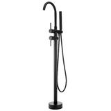 LIVINGbasics LVB SF569 Bath Fixtures Floor Mount Bathtub Faucet Freestanding Tub Filler with Handheld Shower Matte Black LIVI