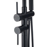 LIVINGbasics LVB SF569 Bath Fixtures Floor Mount Bathtub Faucet Freestanding Tub Filler with Handheld Shower Matte Black LIVI