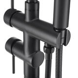 LIVINGbasics LVB SF569 Bath Fixtures Floor Mount Bathtub Faucet Freestanding Tub Filler with Handheld Shower Matte Black LIVI