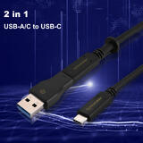 PrimeCables PC Cab 15333 USB 3 0 100W PD Charging 2 in 1 USB A C to C USB3 2 Gen2 Cable 10Gbps Transmission 3 28ft PrimeCable