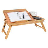 PrimeCables Cab QFDLS 03R Laptop Stand Tablet Phone Mounts Adjustable Bamboo Laptop Bed Desk Table Tray with Cooling Fan Fold