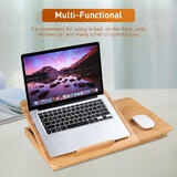 PrimeCables Cab QFDLS 03R Laptop Stand Tablet Phone Mounts Adjustable Bamboo Laptop Bed Desk Table Tray with Cooling Fan Fold