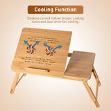 PrimeCables Cab QFDLS 03R Laptop Stand Tablet Phone Mounts Adjustable Bamboo Laptop Bed Desk Table Tray with Cooling Fan Fold