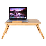 PrimeCables Cab QFDLS 03R Laptop Stand Tablet Phone Mounts Adjustable Bamboo Laptop Bed Desk Table Tray with Cooling Fan Fold