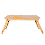 PrimeCables Cab QFDLS 03R Laptop Stand Tablet Phone Mounts Adjustable Bamboo Laptop Bed Desk Table Tray with Cooling Fan Fold