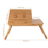 PrimeCables Cab QFDLS 03R Laptop Stand Tablet Phone Mounts Adjustable Bamboo Laptop Bed Desk Table Tray with Cooling Fan Fold