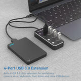 PrimeCables PC U3 308B USB 3 0 Adapters USB 3 0 Hub 4 Port USB 3 0 Type A Adapter with Individual LED Power Switches 4Ft Prim