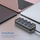 PrimeCables PC U3 308B USB 3 0 Adapters USB 3 0 Hub 4 Port USB 3 0 Type A Adapter with Individual LED Power Switches 4Ft Prim