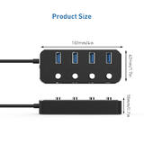 PrimeCables PC U3 308B USB 3 0 Adapters USB 3 0 Hub 4 Port USB 3 0 Type A Adapter with Individual LED Power Switches 4Ft Prim